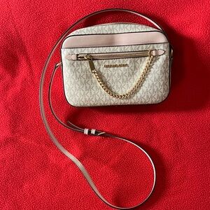 Michael Kors Beige and Pink Crossbody Bag